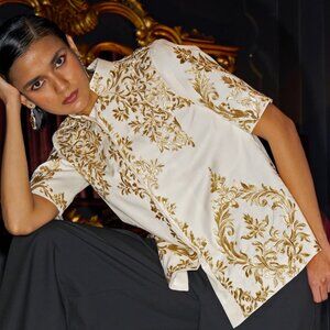 Metallic Embroidered Ivory Shirt